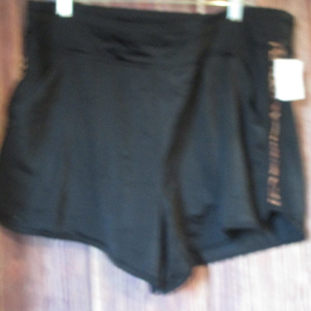 NWT Cacique Lane Bryant Black w leopard print stripe swim short 18W
